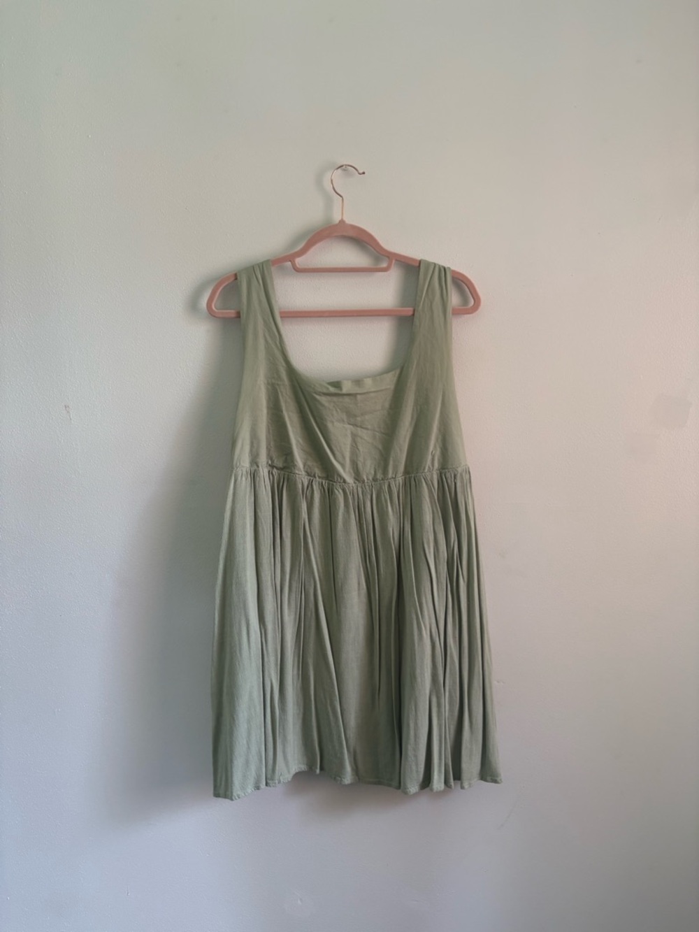 Sleeveless Babydoll Mini Dress in Light Sage Green